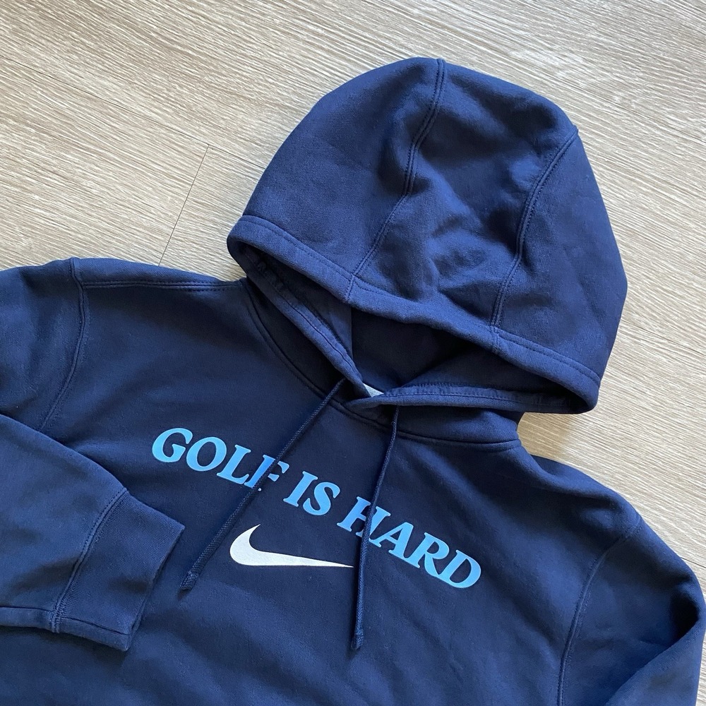 Nike Golf Is Hard Hoodie Sweatshirt Size L Blue Pullover Accept & Embrace Sports